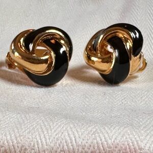 Gold Metal Givenchy Black & Gold Vintage Earrings